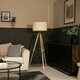 image 3 of ValueLights Clipper Painted Natural Floor Lamp with Large Cream Drum Shade