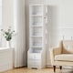 image 4 of Living and Home 5-Tier Slim Storage Shelving Unit with Lockable Drawer - White