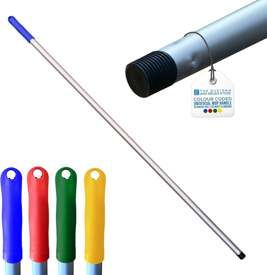 image 1 of Colour-Coded Aluminium Mop & Broom Handle 120cm Universal Screw Fit