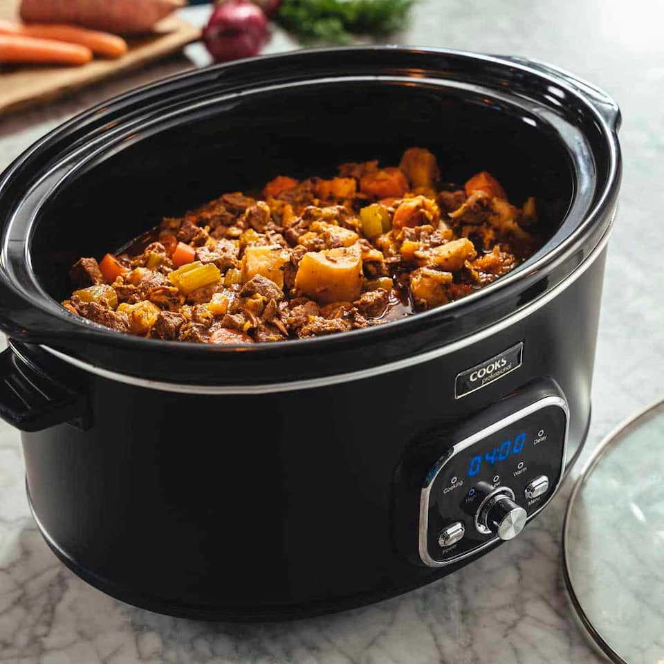 image 1 of Cooks Professional Digital Slow Cooker 6.5L with Dishwasher Safe Bowl, 2 Heat Settings, Keep Warm & Delay Functions | Black