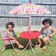 image 2 of Outsunny Kids Folding Picnic Table Chair Set Butterfly Pattern Outdoor Parasol