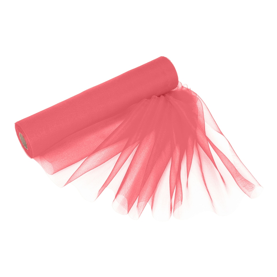 image 1 of Club Green Organza 25 Metre Snow Sheer Roll - Peach - 25 Metres