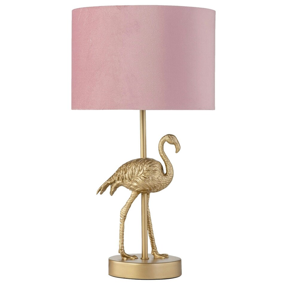 image 1 of Flamingo - Gold Table Lamp with Pink Velvet Shade Gold | Pink