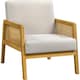 image 2 of Yaheetech Fabric Accent Chair with Rattan Sides Rubberwood Legs | White | Beige