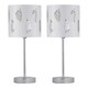 image 1 of Set of 2 Chrome Touch Operated Table Lamps with White Fern Shades Chrome | White