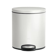 EKO Eva Pedal Bathroom Bin 5 Litres, Rubbish Bin with Soft Close Lid, Removable Inner Bucket, Perfect for Bathroom, Bedroom & Home, White