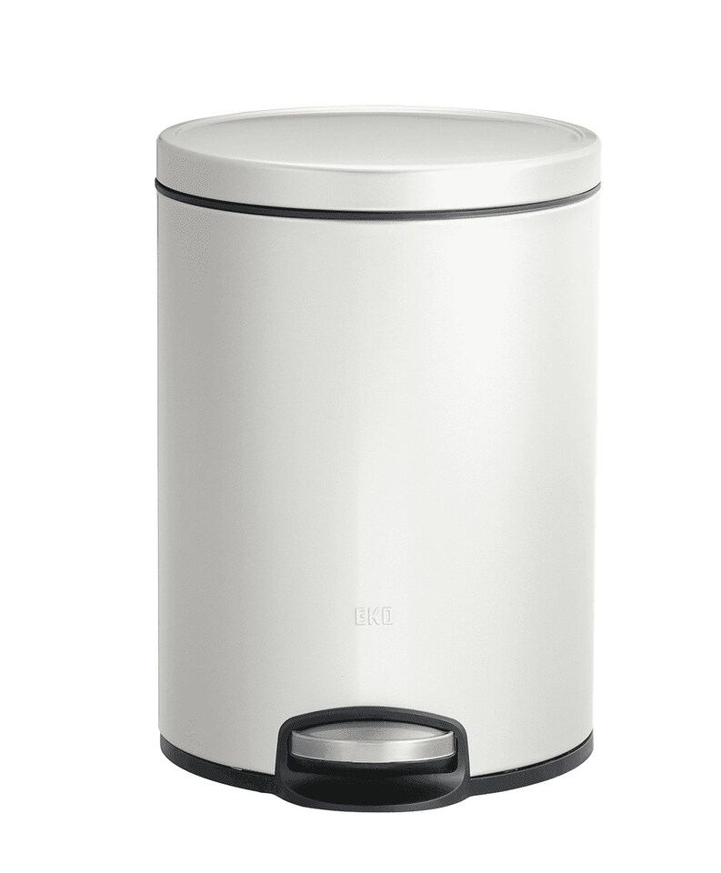 image 1 of EKO Eva Pedal Bathroom Bin 5 Litres, Rubbish Bin with Soft Close Lid, Removable Inner Bucket, Perfect for Bathroom, Bedroom & Home, White