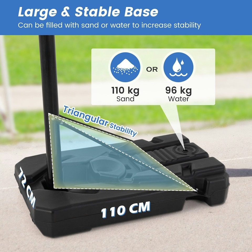 image 1 of COSTWAY Adjustable Portable Basketball Hoop Goal System Black | Standard