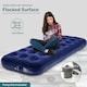 image 3 of Single Flocked Camping Airbed Inflatable Mattress Blow Up Air Bed | Blue | Blue | Single