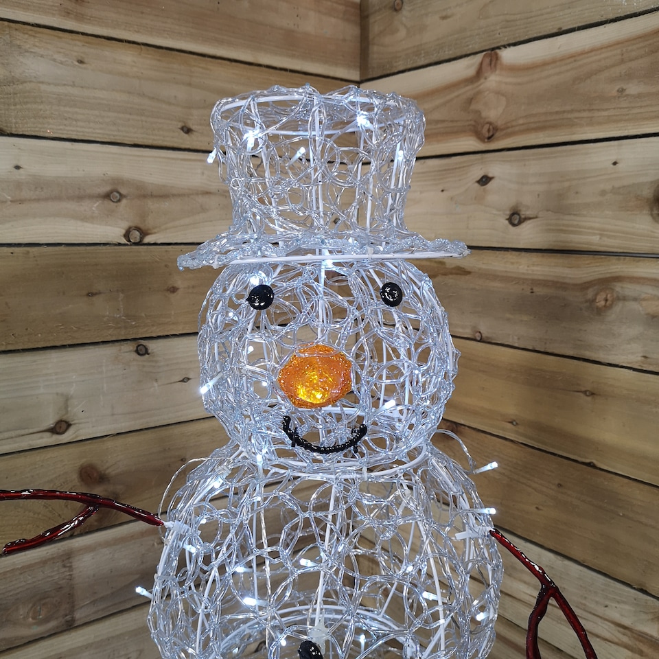 image 1 of Premier Indoor Outdoor Christmas 90cm Lit Soft Acrylic Snowman With 80 White LED