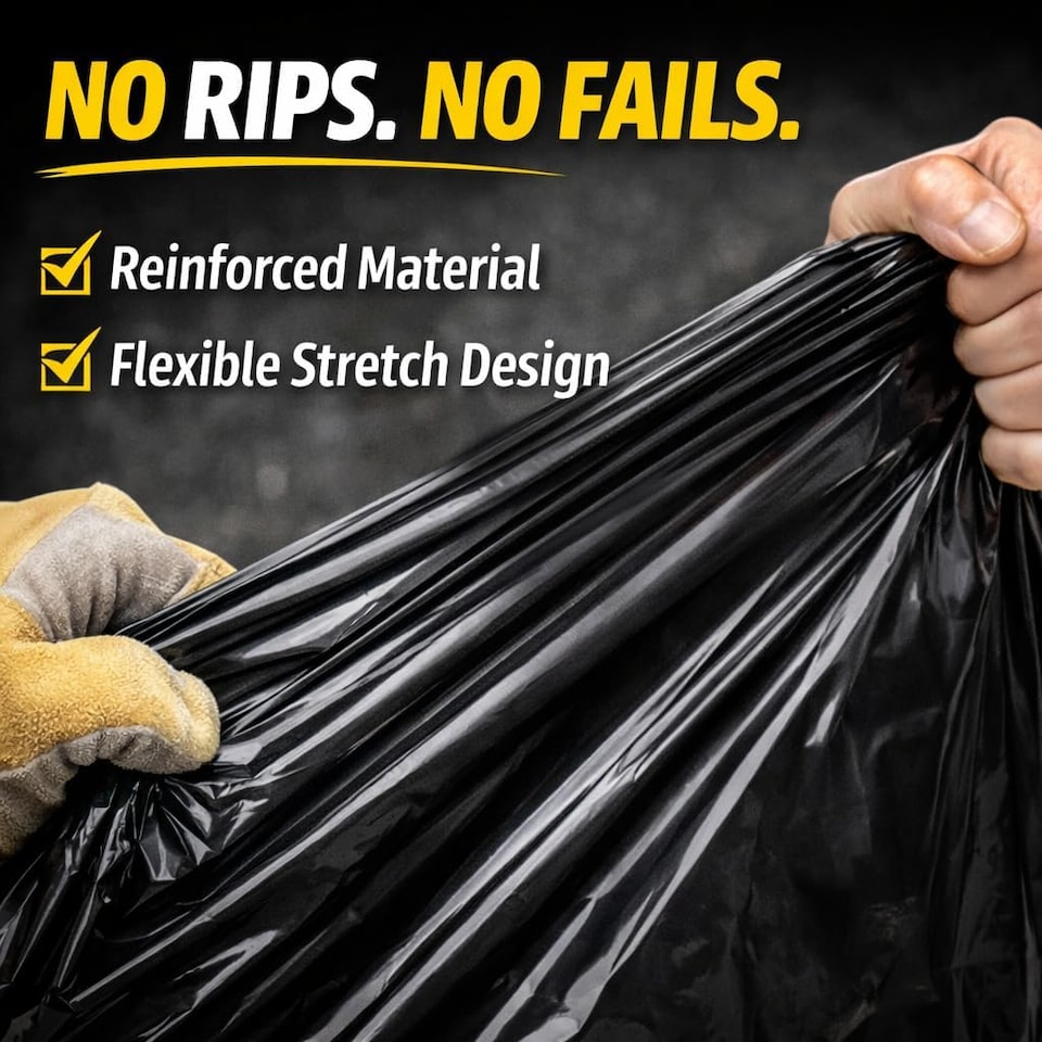 image 1 of Hero 90L Strong Durable Bin Bag Liners – 40 Extra Large Heavy Duty Tear-Resistant Black Refuse Sacks for Household & Commercial Waste | Black | Black | 90L | 80