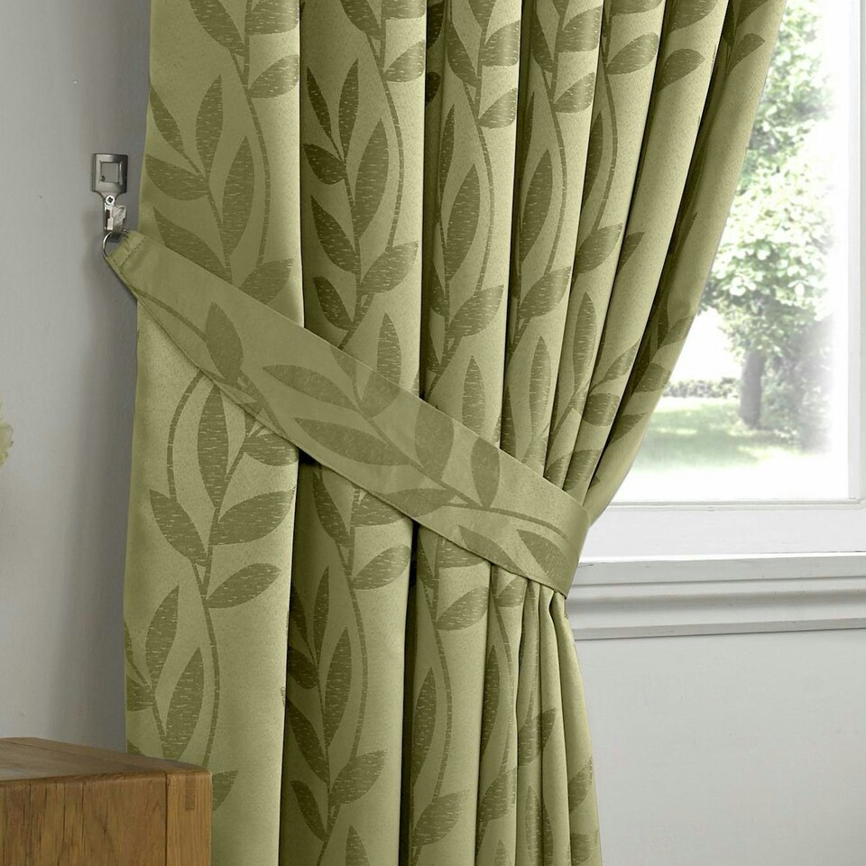 image 1 of Voli Pencil Pleat Taped Top Lined Curtains - 229cm x 229cm - Sage