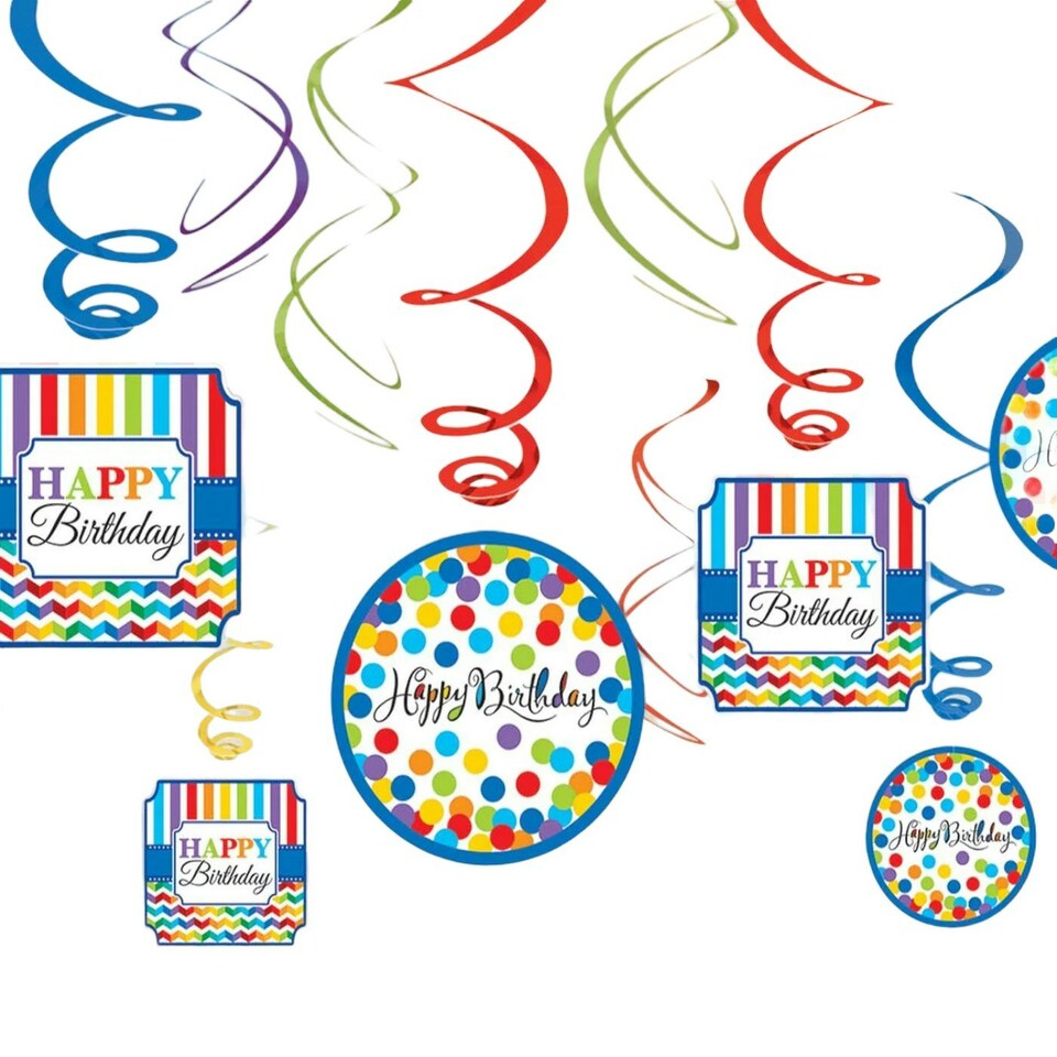 Amscan Swirl Happy Birthday Hanging Decoration - Multicoloured - One Size