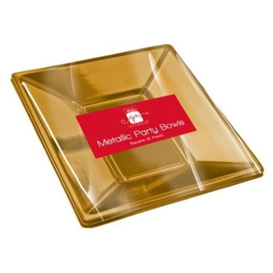 image 1 of Metallic Gold Square Serving Bowls 18cm - Pack of 2