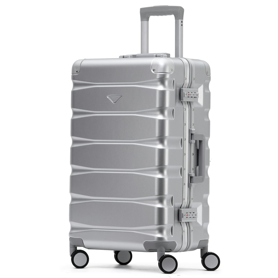 image 1 of Flight Knight Premium Travel Suitcase - 8 Wheels Built-in TSA Lock Aluminium Frame, ABS Hard Shell Carry on Check in Luggage - 100+ Airlines Approved Silver | Large