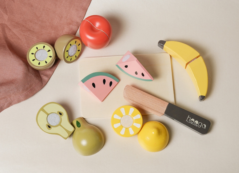 image 1 of Hooga Playroom Chopping Play Food - Wooden Play Fruit