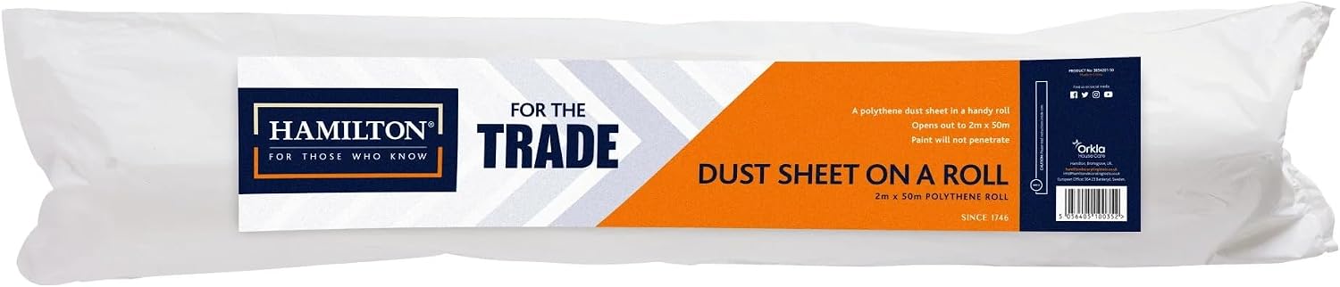 Hamilton Trade Dust Sheet ON A Roll - 2m x 50m in White