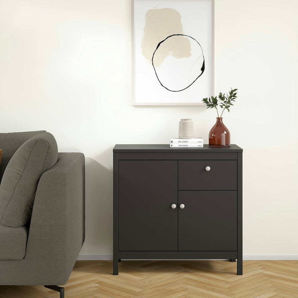 image 1 of Madrid Sideboard 2 Doors 1 Drawer in Matt Black