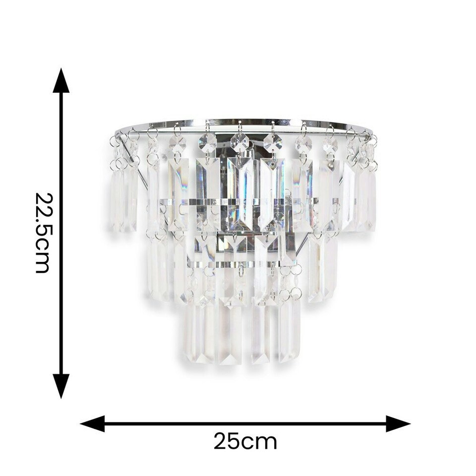 image 1 of ValueLights Pair Kelsks Clear Acrylic Droplet Wall Light & Bulb Silver