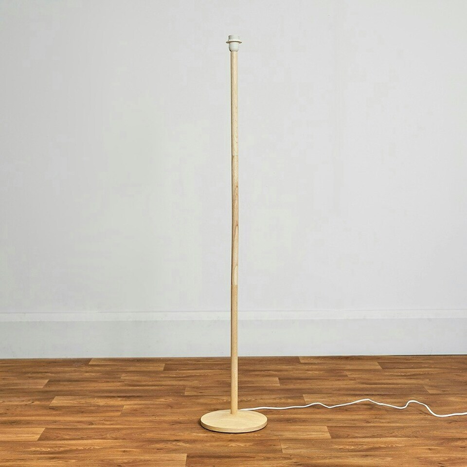 image 1 of ValueLights Single Stem Natural Light Wood Floor Lamp Base Brown