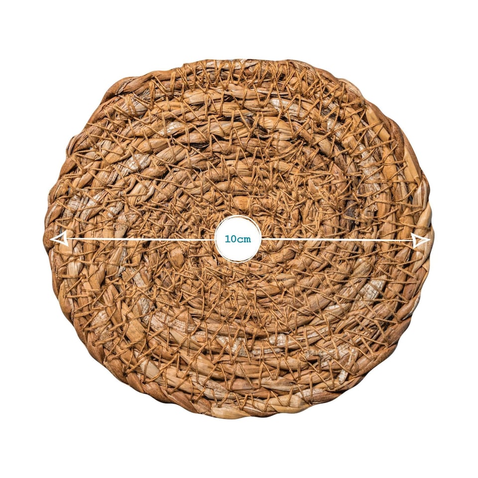 image 1 of Argon Tableware 12 Piece Round Woven Typha Placemats & Coasters Set | Brown | Brown