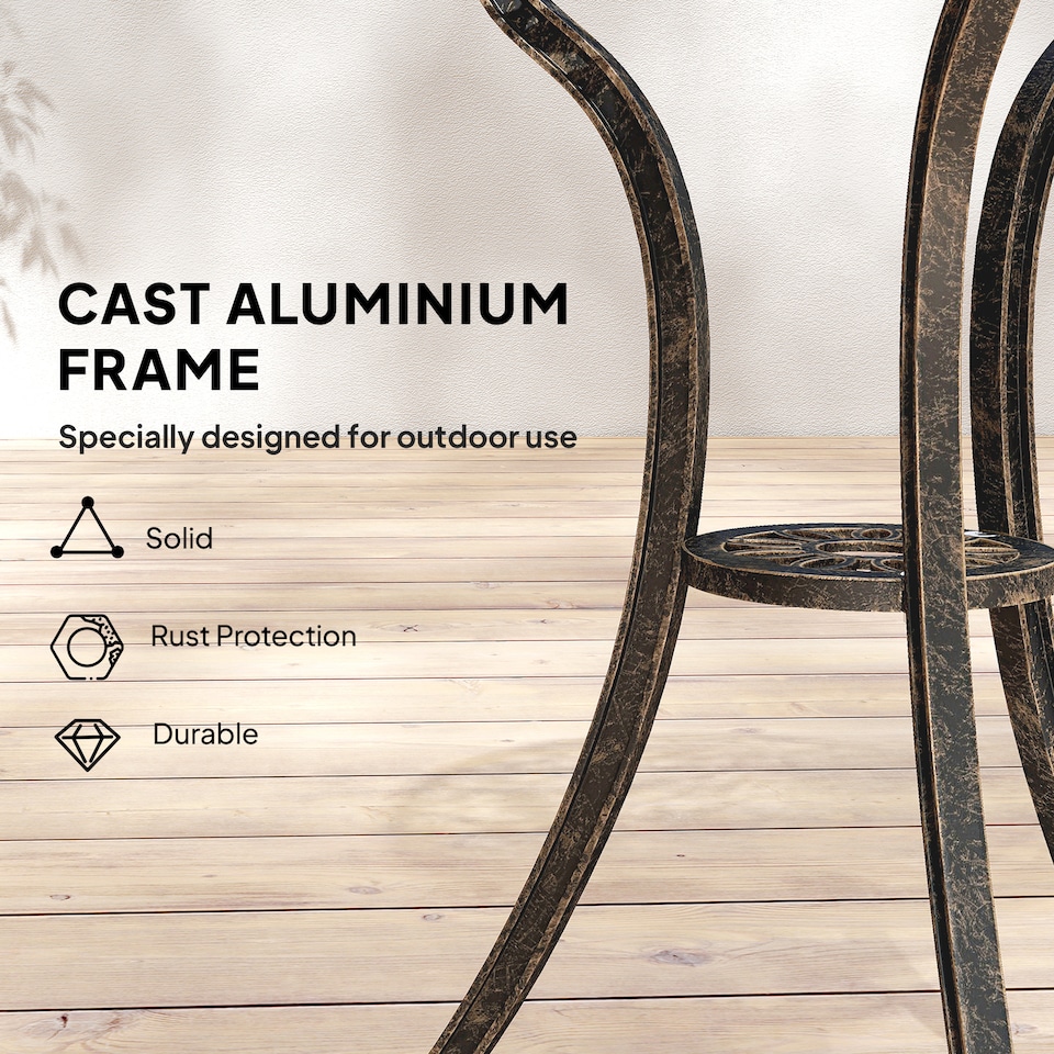 image 1 of Outsunny Garden Bistro Set Outdoor Table Chairs Aluminium Patio Lawn Furniture