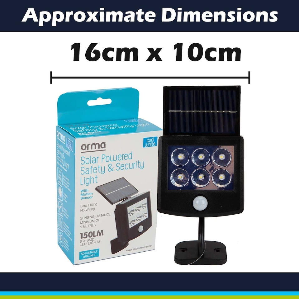 image 1 of vfm-estore Orma Solar Security Light Black - 16cm x 10cm