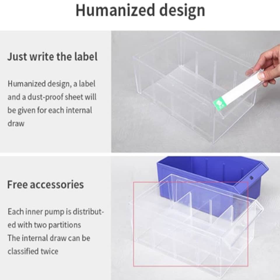 image 1 of Clear 75 Drawers Parts Cabinet Storage Unit with Metal Door