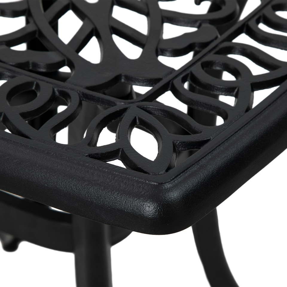 image 1 of Outsunny Cast Aluminium Bistro Table with Umbrella Hole, Black