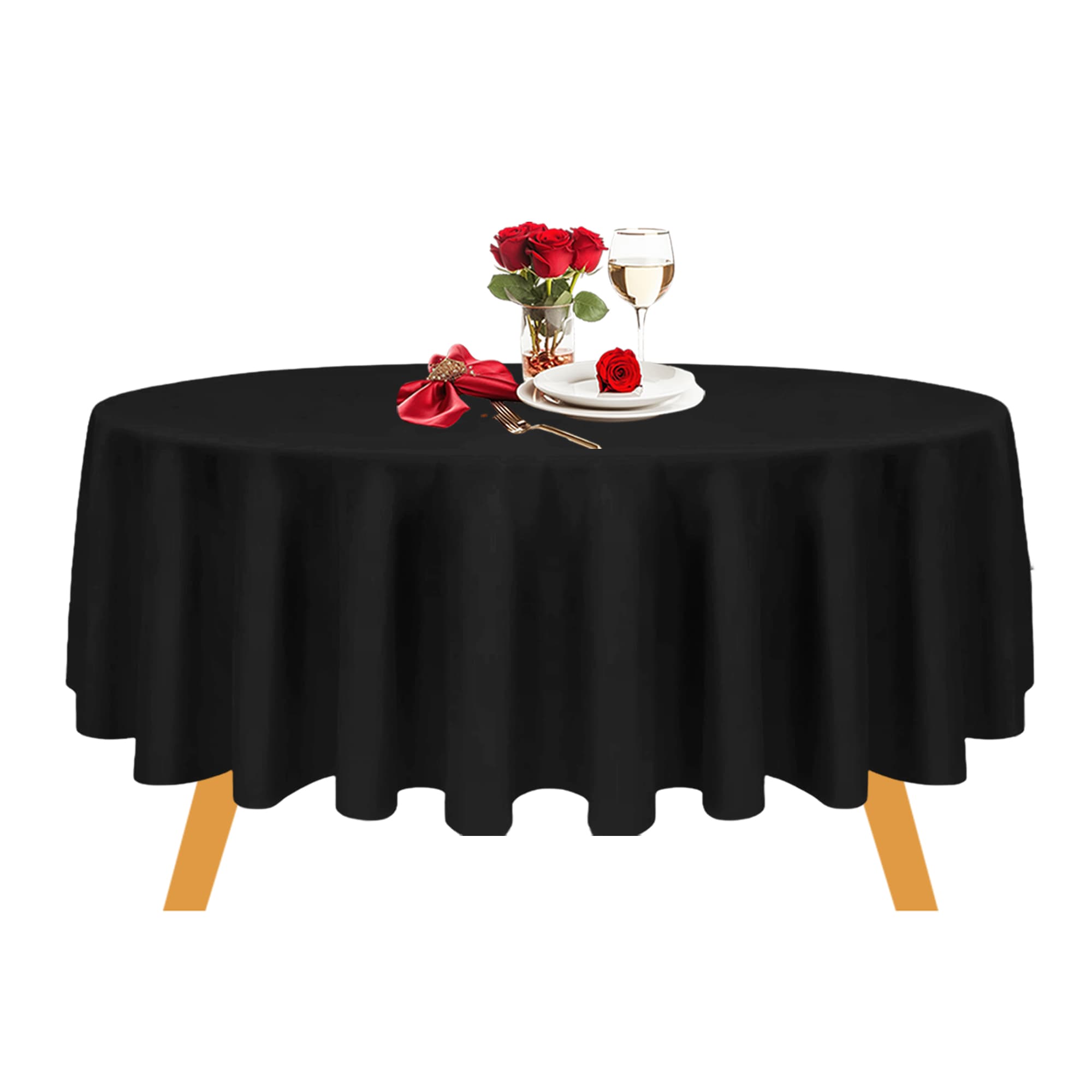 Round Polyester Tablecloth Stain & Wrinkle-Resistant Table Cover - 108 Inch