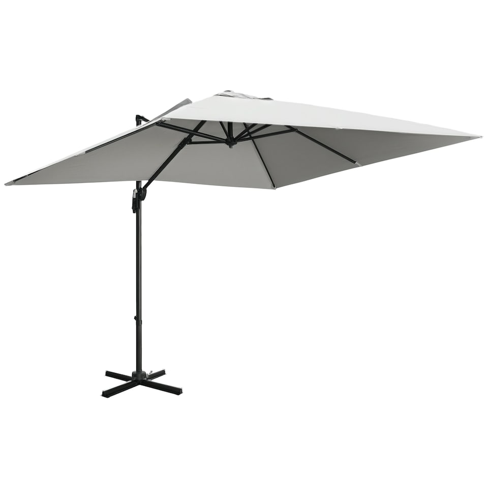image 1 of Outsunny 2.7 x 2.7 m Cantilever Parasol Garden Umbrella w/ Cross Base Grey