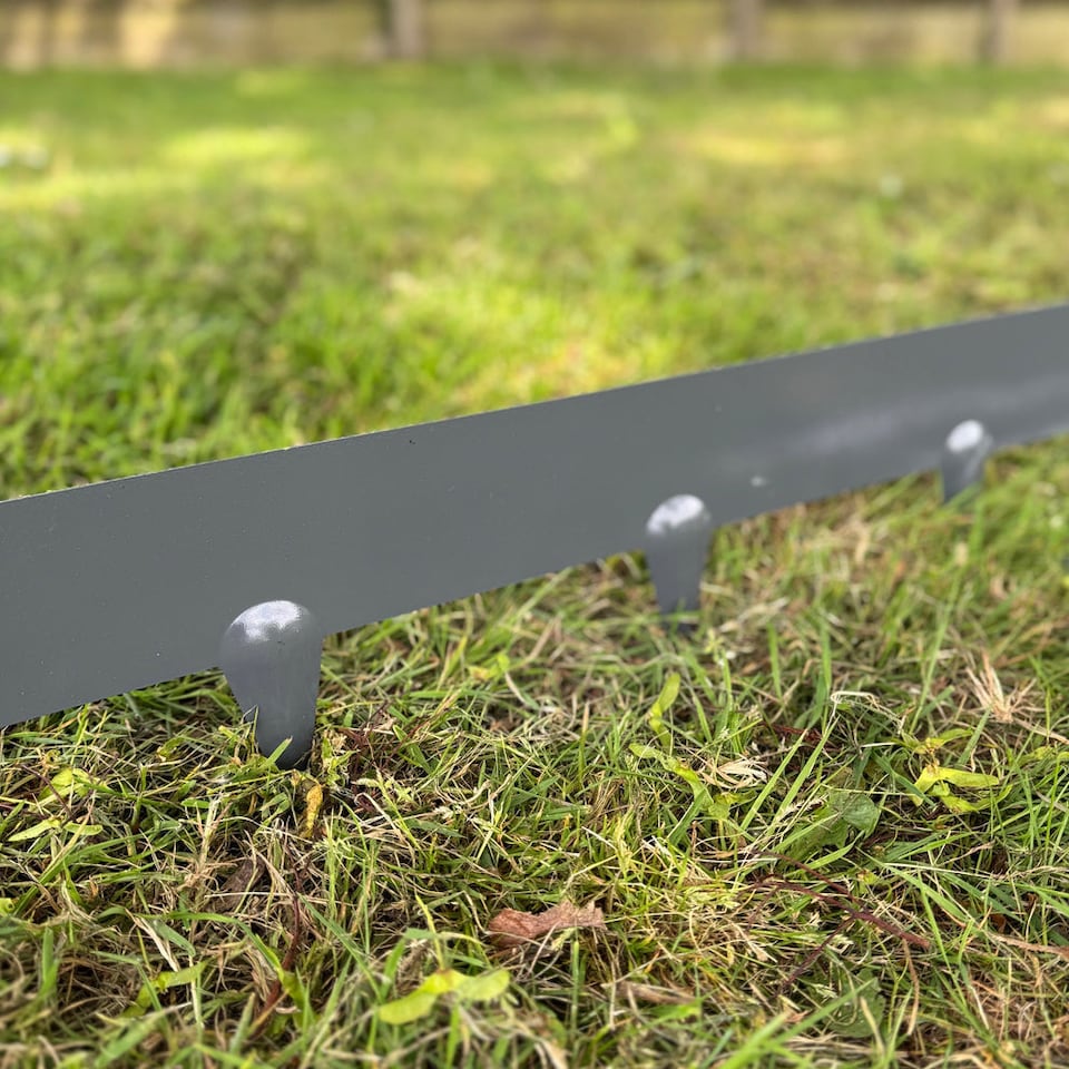 image 1 of Metal Garden Lawn & Border Edging in Grey (106cm x 8cm) - 20 Panels