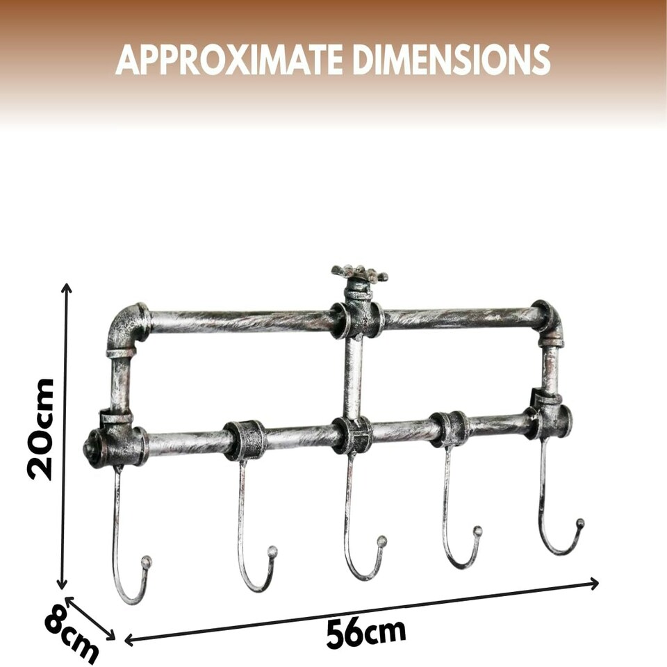 image 1 of Marco Paul Distressed Metal Wall Mounted Coat Hooks Silver | One Size