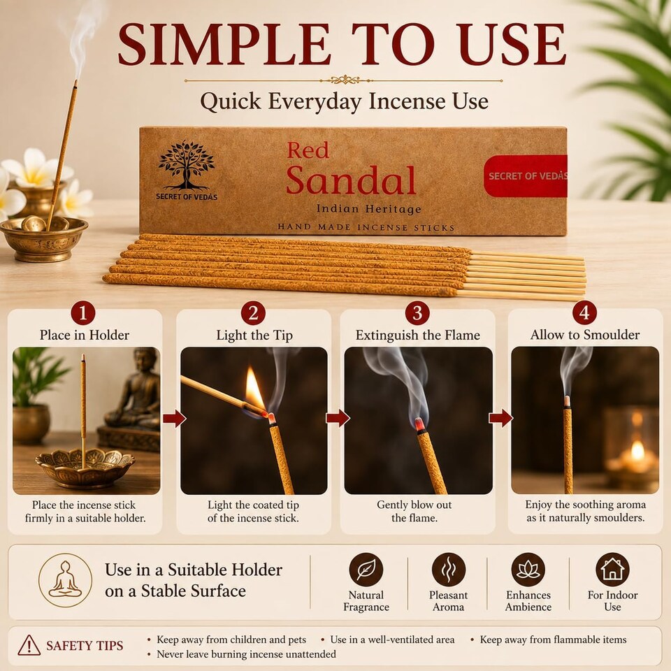 image 1 of Red Sandal Incense Sticks 20g Pack of 1 – Scented Home Fragrance Agarbatti