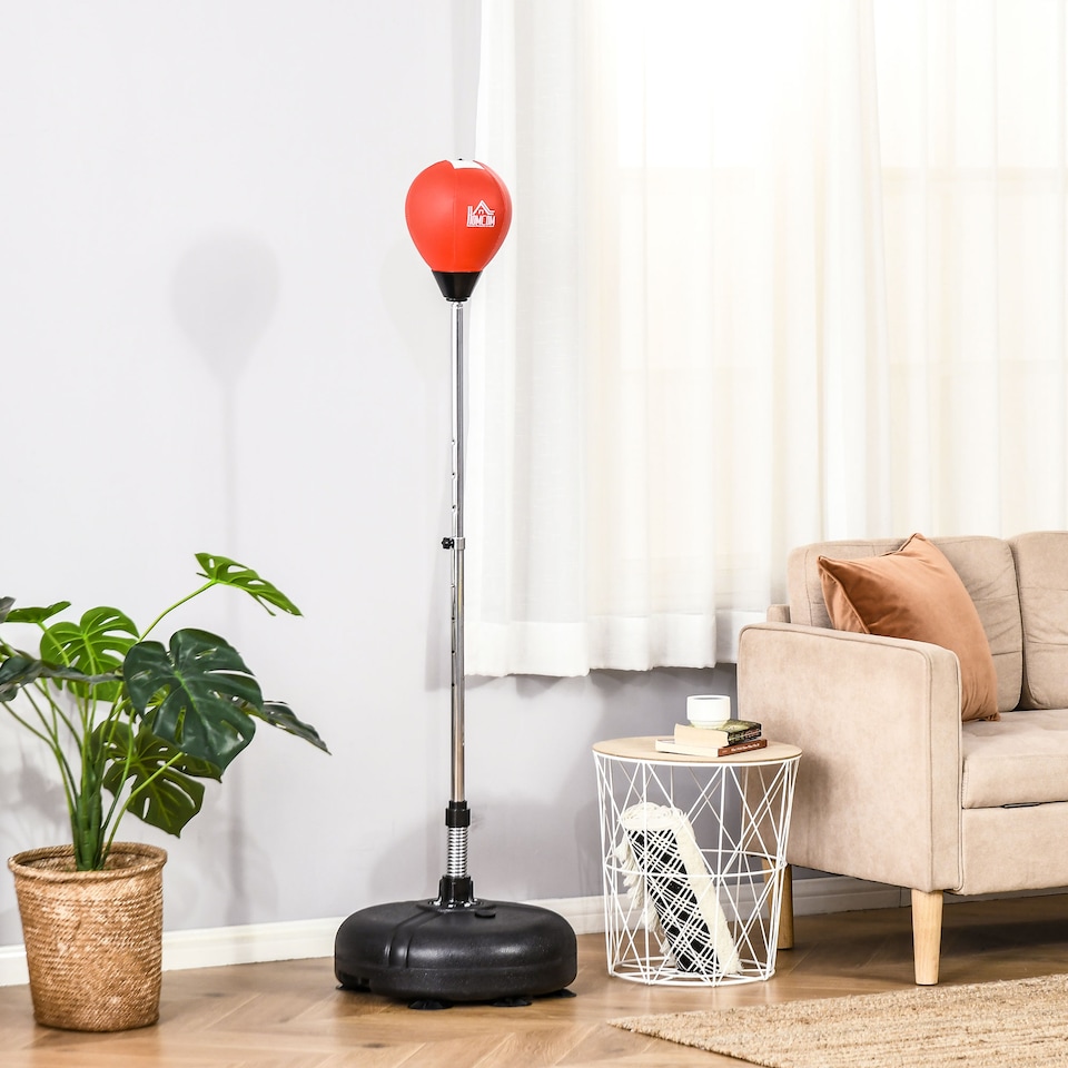 image 1 of HOMCOM Punching Bag with Stand, Boxing Bag Set with Adjustable Height, Red