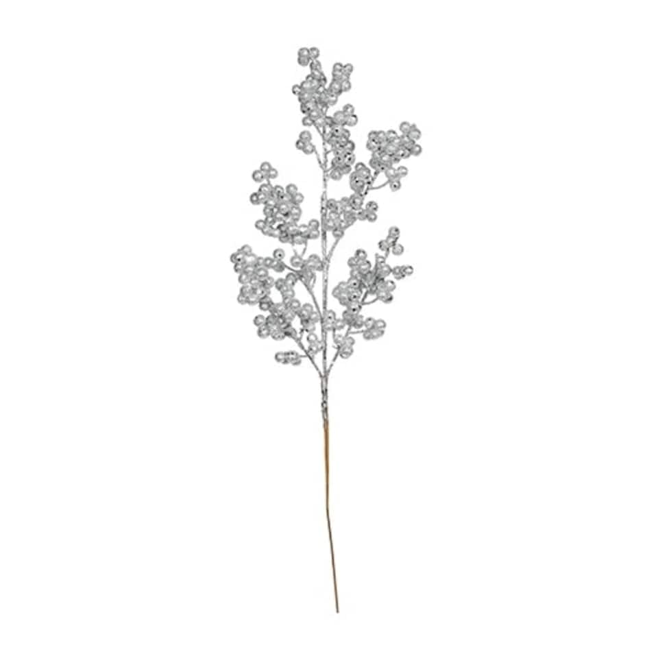 Christmas Silver Glitter Berry Pick Decoration 47cm