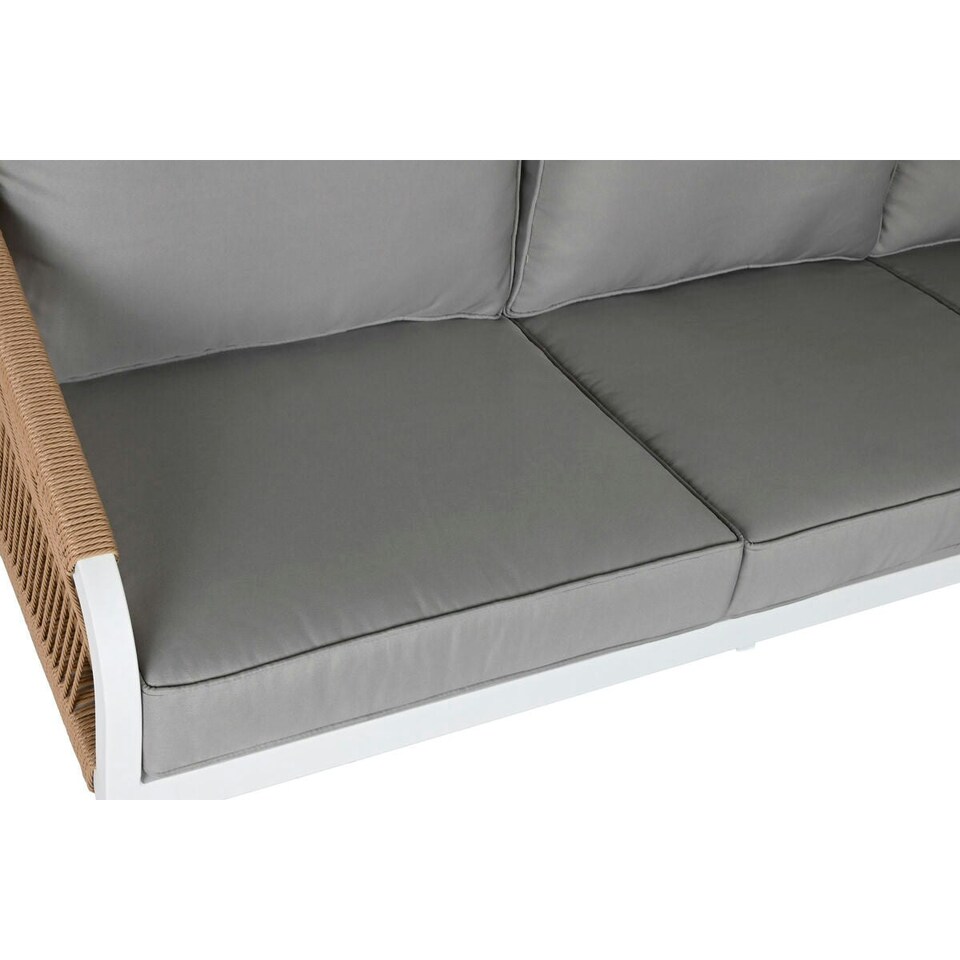 image 1 of Table Set with 3 Armchairs Home ESPRIT White Natural Light grey 189 x 73 x 84 cm N/A