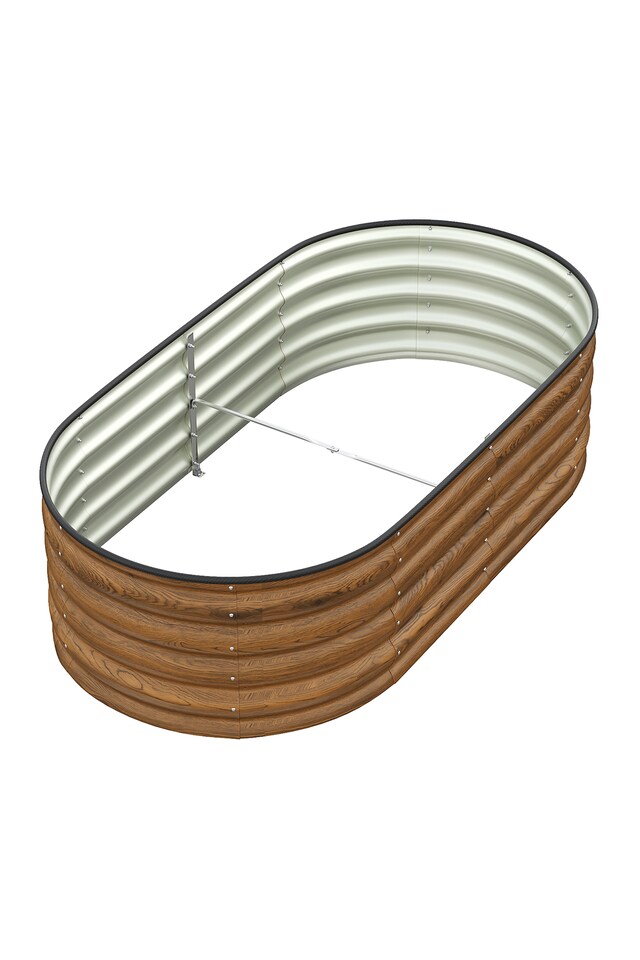 image 1 of Living and Home 1.6m Gardens Bed Oval-Shaped Galvanized Steel Garden Planter, Brown | Brown | 160cm W x 80cm D x 42cm H