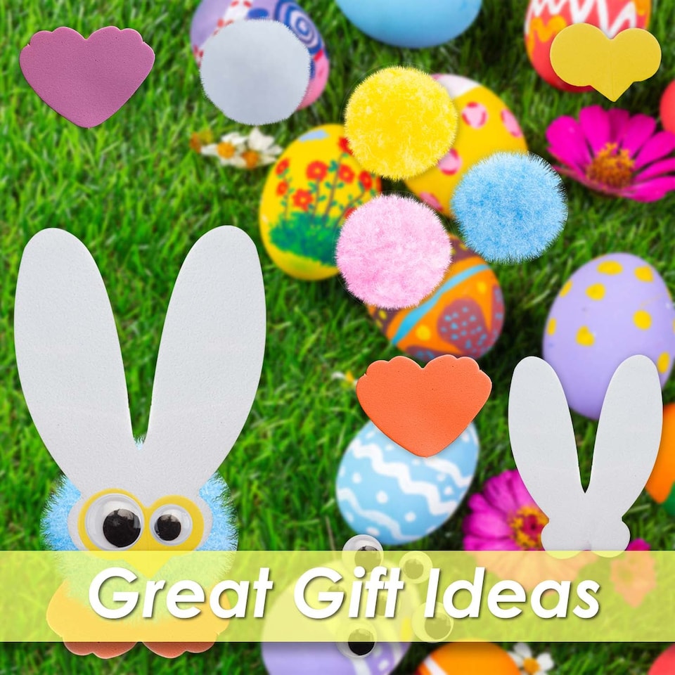 image 1 of vfm-estore Easter Pom Pom Arts & Crafts Set 18cm x 16cm Multicolour - 1 Pack