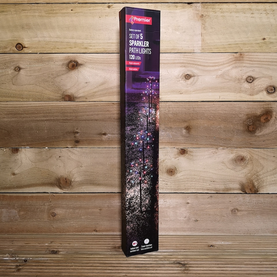 image 1 of 5pcs 63cm 120 LED Battery Operated Sparkler Path Lights with Timer in Multicoloured