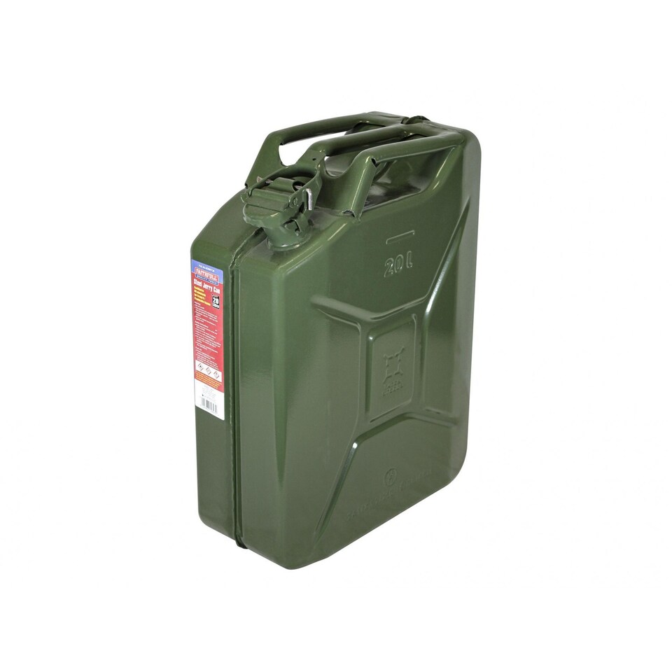 Faithfull Steel Jerry Can | Green | Green | 470 x 345 x 168mm | 1