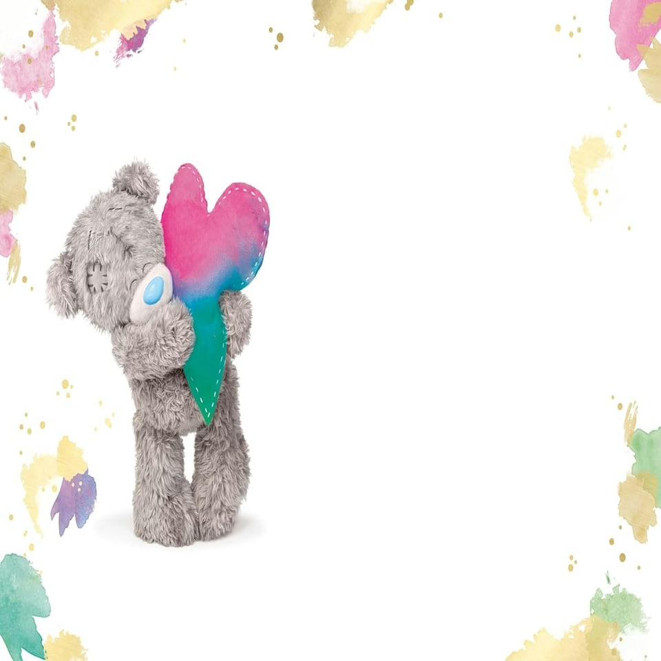 image 1 of Bear Squeezing Big Heart Sending Hugs Blank Greeting Card