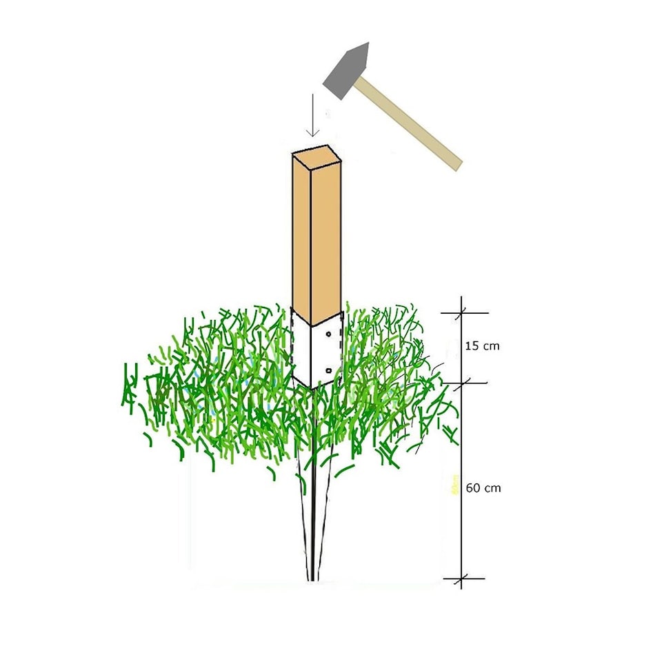image 1 of Primrose Zinc Plated Spiked Fence Post Holder Kit Underground Stake Set 60cm
