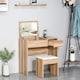 image 4 of HOMCOM Dressing Table Set Cushioned Stool Flip-up Mirror Drawer Chipboard Wood