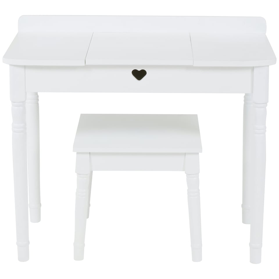 image 1 of Premier Kids Childrens Dressing Table and Chair, Crisp White Dressing Table with Mirror, Body Posture Vanity Chair