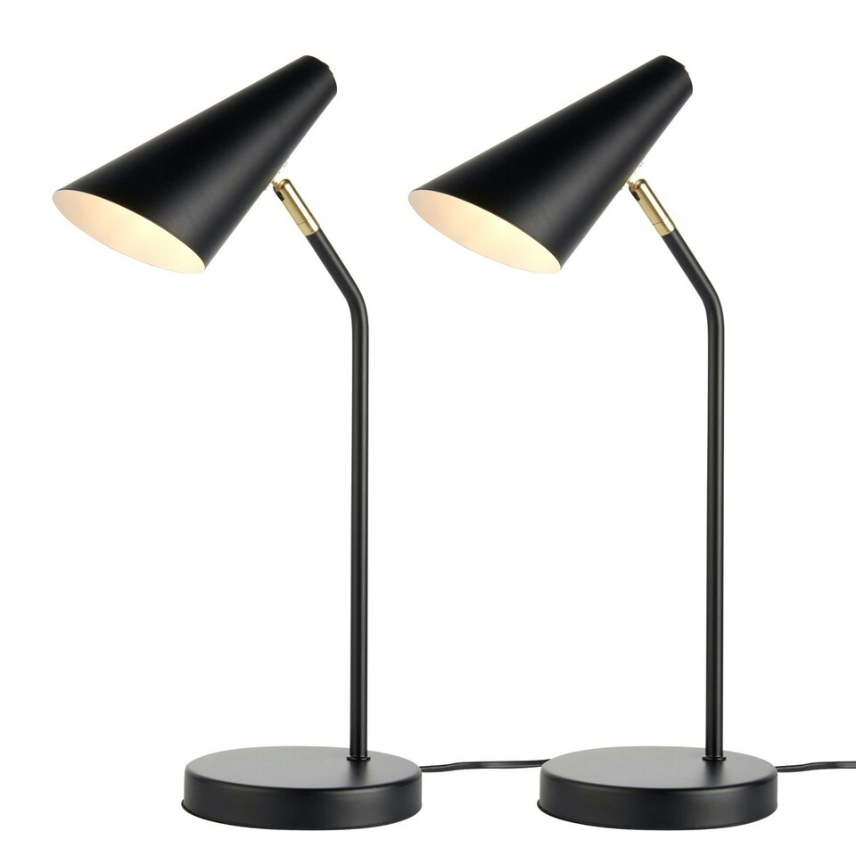 image 1 of First Choice Lighting Set of 2 Dakotta Matt Black & Brushed Gold Adjustable Desk Lamps Black | Bronze