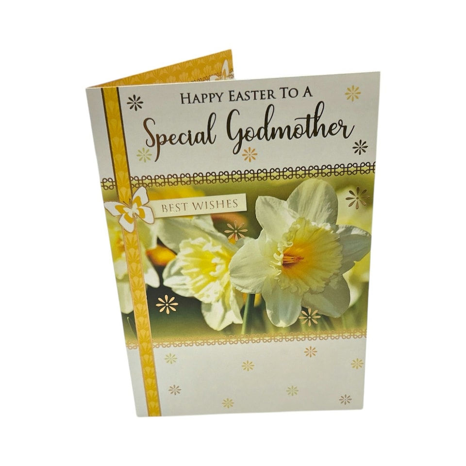 image 1 of To A Special Godmother White Daffodil Flowers Design Easter Card