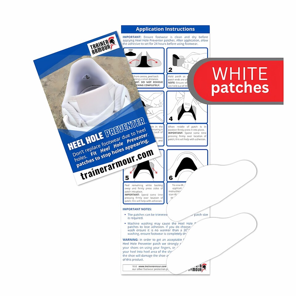 image 1 of Trainer Armour Heel Hole Preventers - Shoe Lining Reinforcement - 1 Pair | White | White