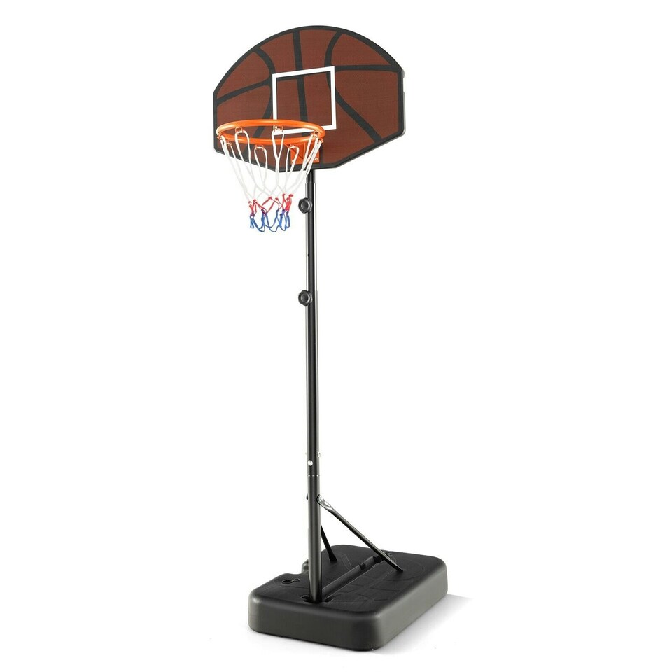 image 1 of COSTWAY Height Adjustable Basketball Hoop Basketball Goal System Brown | Standard