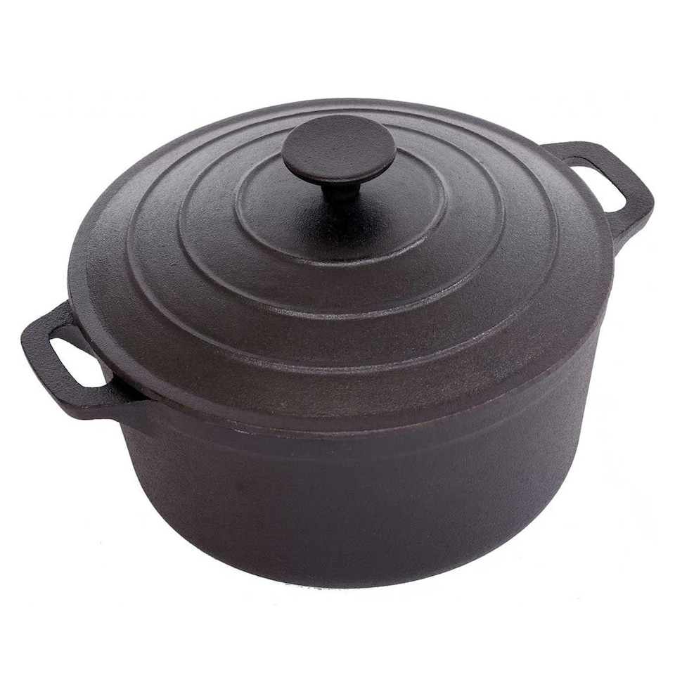 image 1 of Oypla 4L Cast Iron Non Stick Casserole Dish Pan with Lid Black